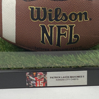 Wilson NFL football with a display case featuring Patrick Mahomes II of the Kansas City Chiefs.