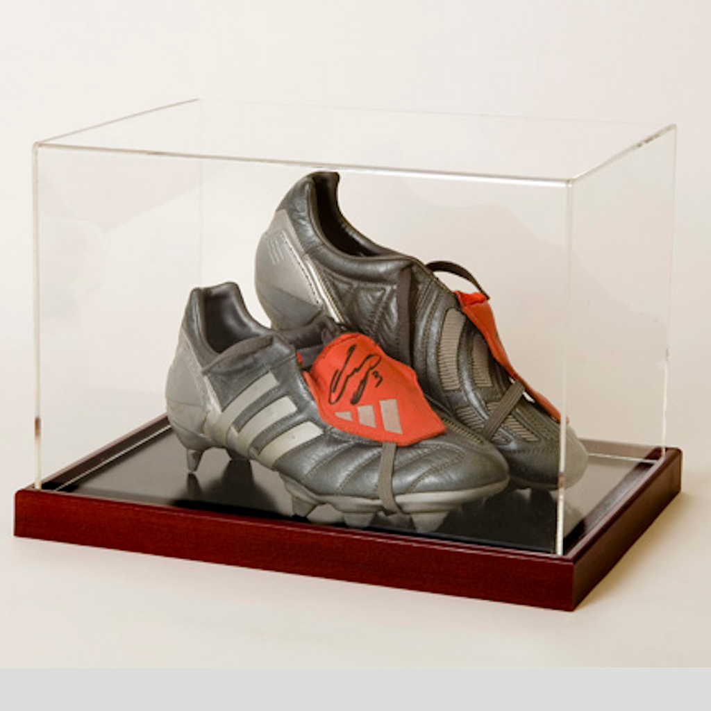 Football Boot Riser Classic Double Boot Display Case with Large Boot Riser Landscape ...