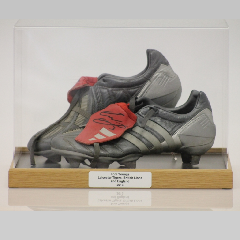 Football Boot Riser Classic Double Boot Display Case with Large Boot Riser Landscape ...