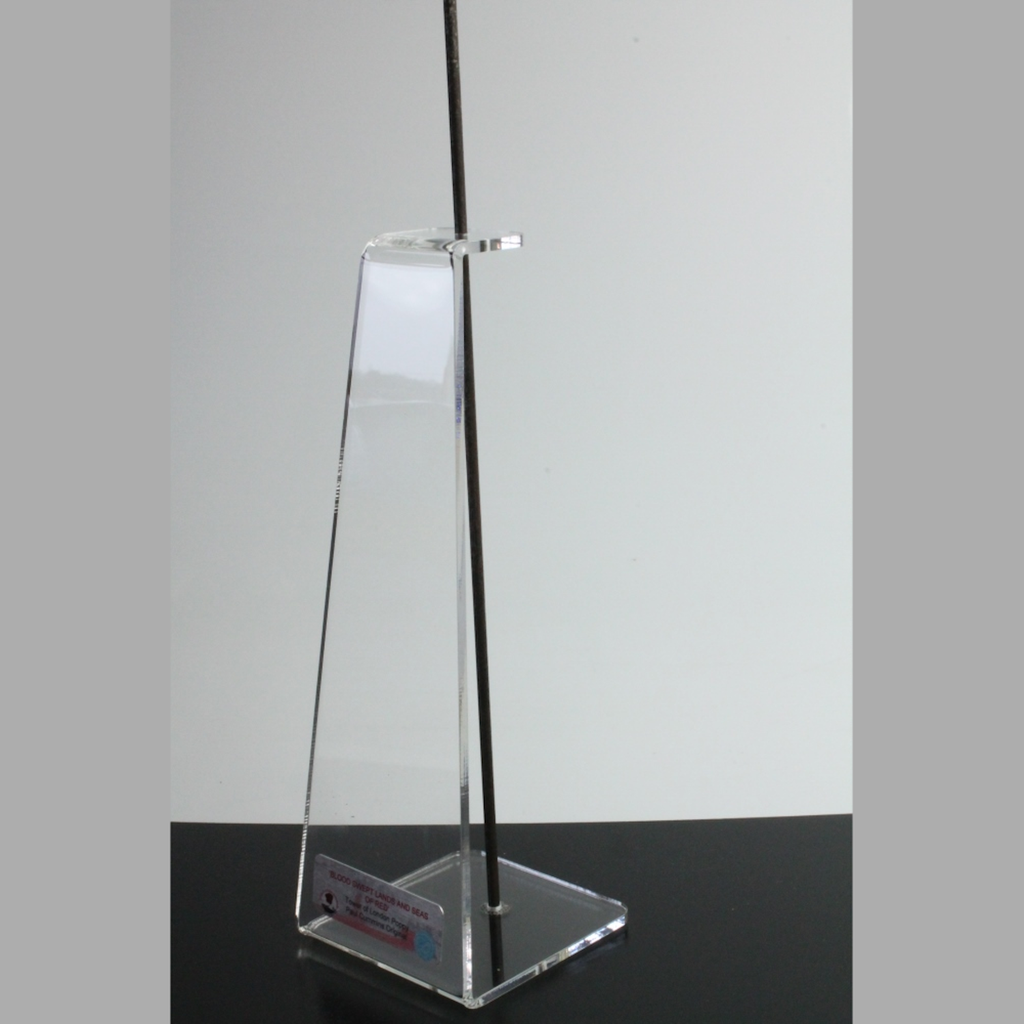 Ceramic poppy on acrylic stand with Tower of London plaque