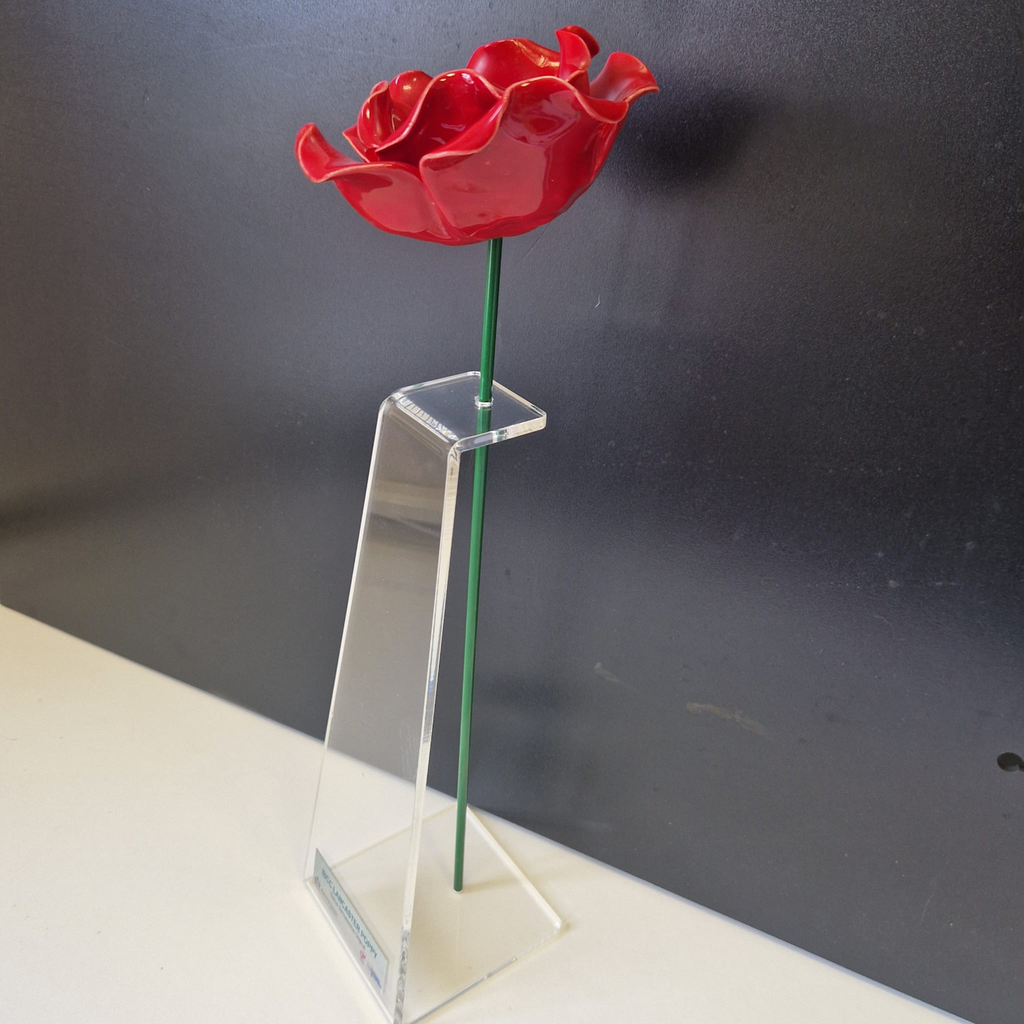 Ceramic poppy on acrylic stand 