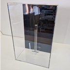 Empty wall mount boxing glove display case showing floating acrylic rod