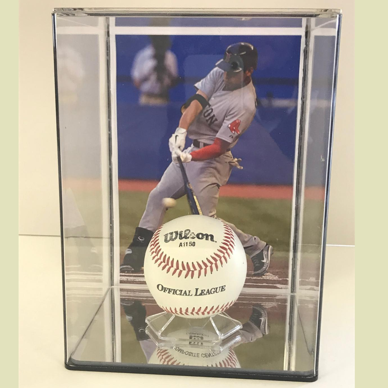 wall mount baseball card display case sfDisplay.com,LLC. Sport Collectible Cabinet Holder Rack -Walnut allowing for a captivating display angle Baseball Card Display Rail Wall