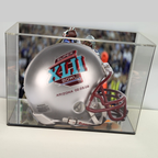 Mini NFL football helmet with 'Super Bowl XLI' logo in a wall mount display case.